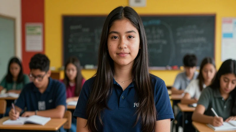 Joven mexicano confiado en aula moderna