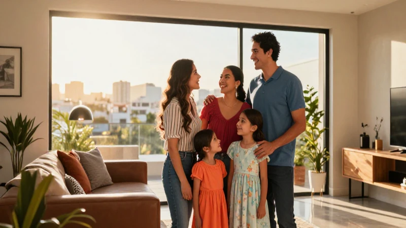 Familia mexicana vibrante en casa moderna