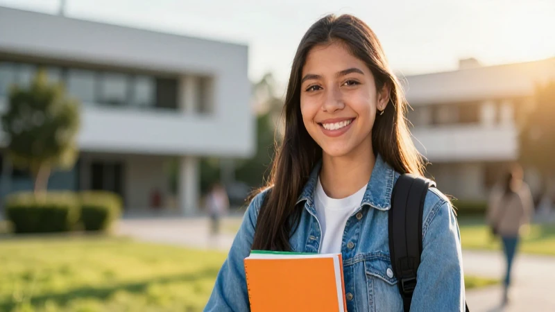 Estudiante mexicano sonríe en universidad moderna