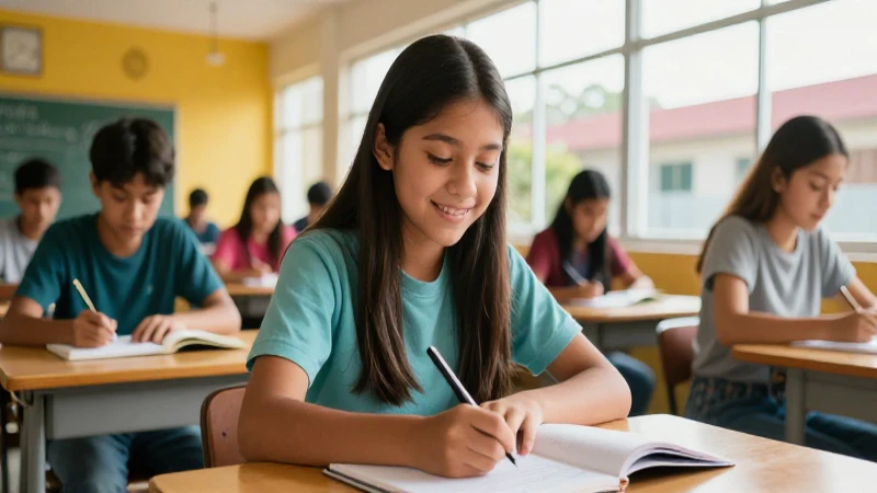 Estudiante mexicano feliz en campus moderno y vibrante