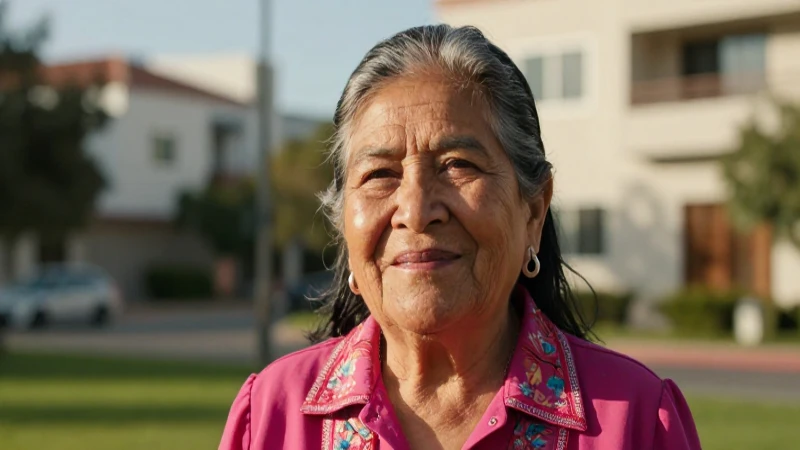 Alegre anciana mexicana bajo luz cálida