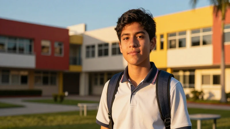 Estudiante mexicano moderno con luz dorada