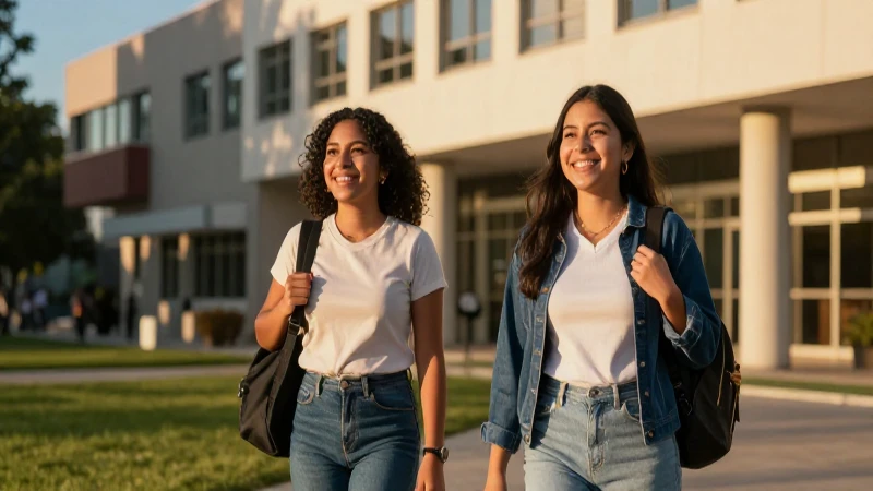Estudiantes mexicanos celebran en el campus al atardecer