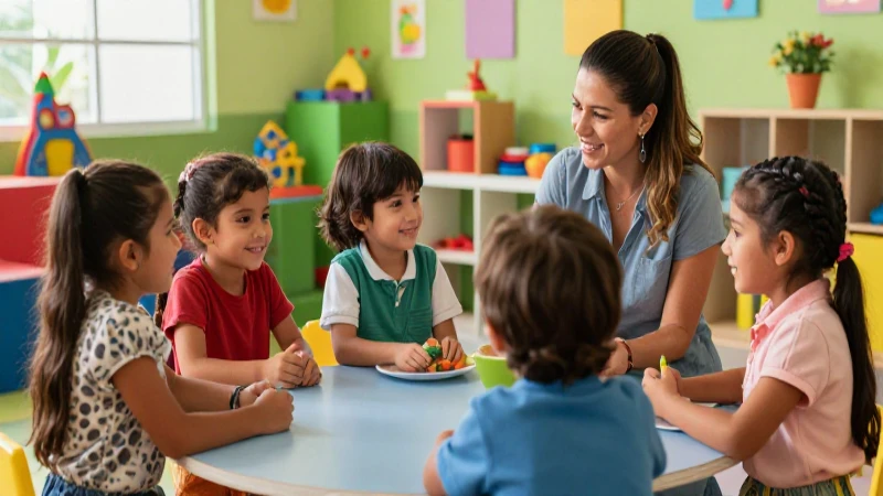 Niños felices en guardería mexicana moderna