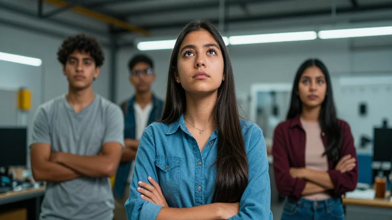 Estudiante mexicano decidido en taller industrial