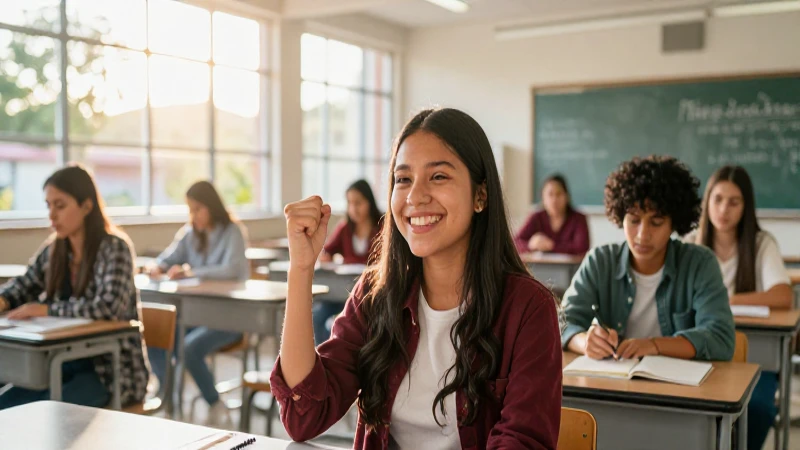 Estudiante mexicano exitoso en campus universitario