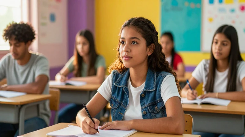 Estudiante mexicano vibrante en aula moderna