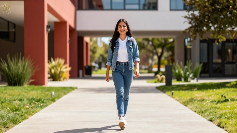 Estudiante feliz, camino al éxito vibrante