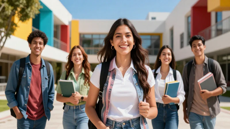 Estudiante mexicano sonriente simboliza futuro académico vibrante