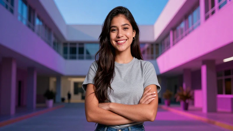 Joven mexicano exitoso en un campus moderno