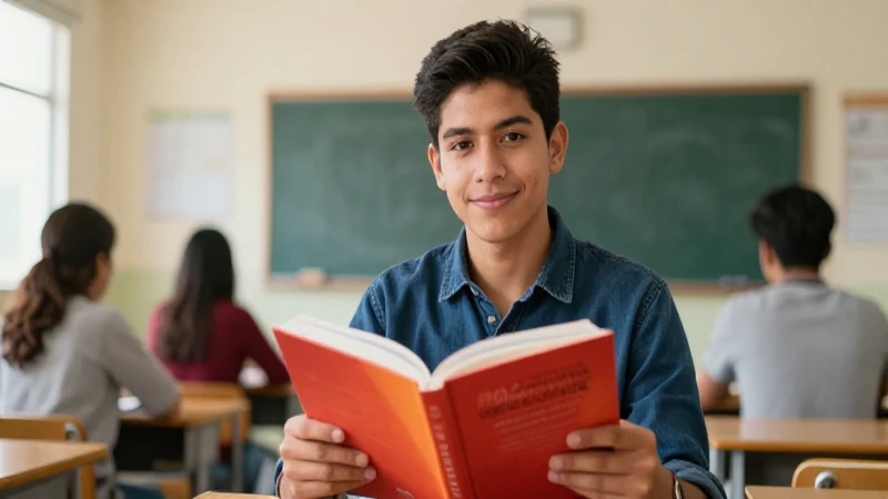 Joven estudiante mexicano en aula moderna