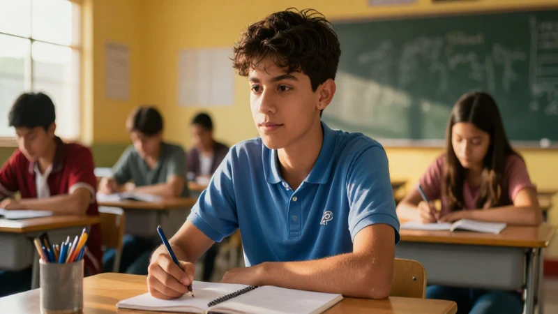 Estudiante mexicano bajo luz dorada dramática