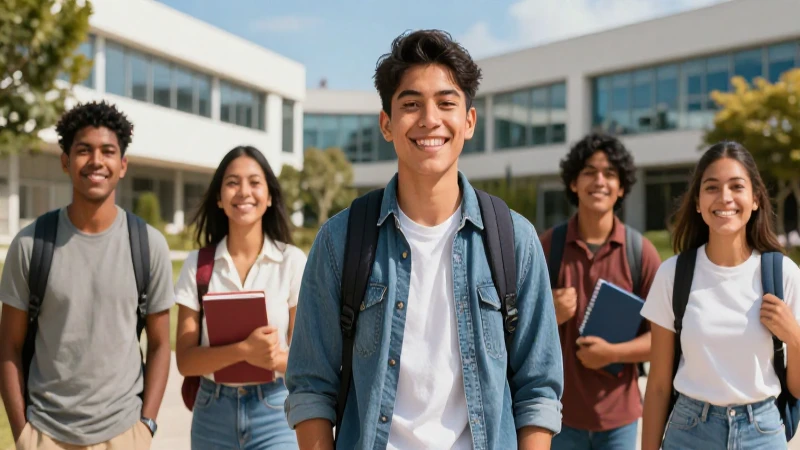 Estudiantes mexicanos exitosos en un campus moderno