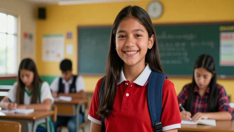 Estudiante sonriente en aula moderna de éxito