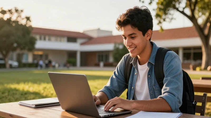 Estudiante mexicano brillante con aprendizaje digital