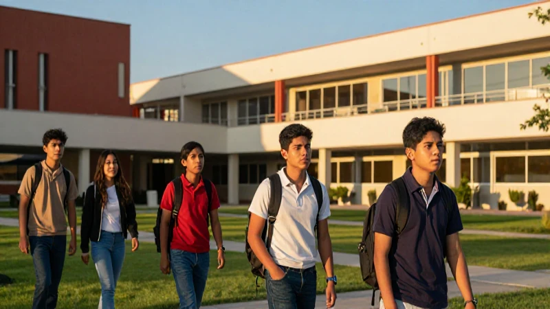 Estudiantes mexicanos en un campus educativo