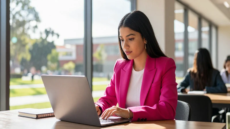 Estudiante mexicano estudiando en la universidad moderna
