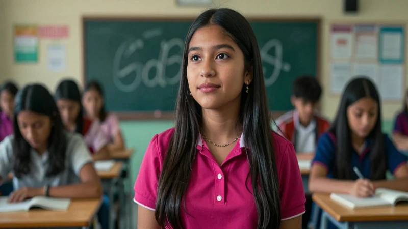 Estudiante mexicana vibrante logra metas escolares