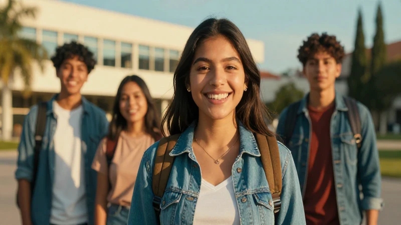 Retrato cinematográfico vibrante de estudiante mexicano sonriente