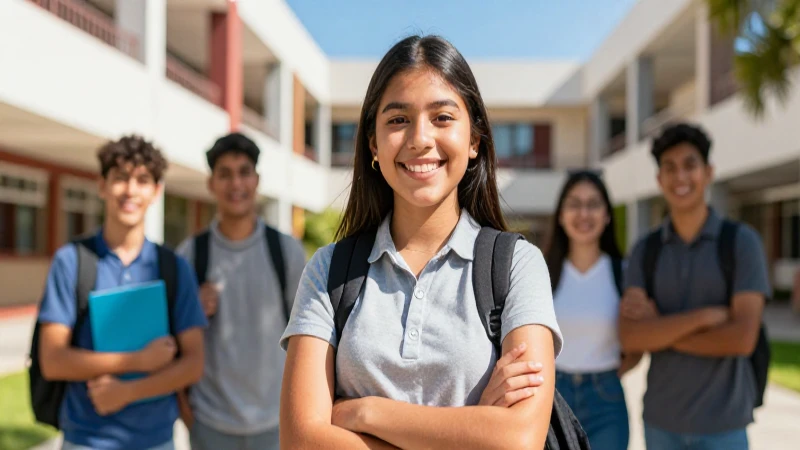 Joven estudiante sonríe con éxito educativo