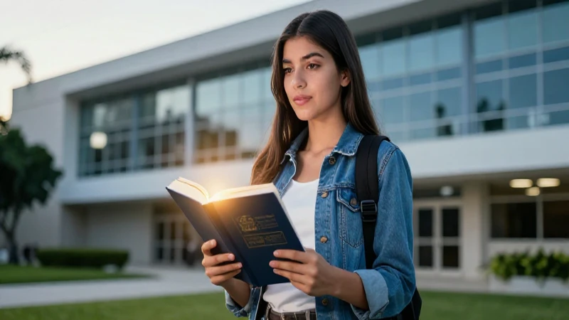 Joven estudiante mexicano con libro brillante