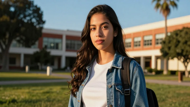 Estudiante mexicano atractivo en campus moderno