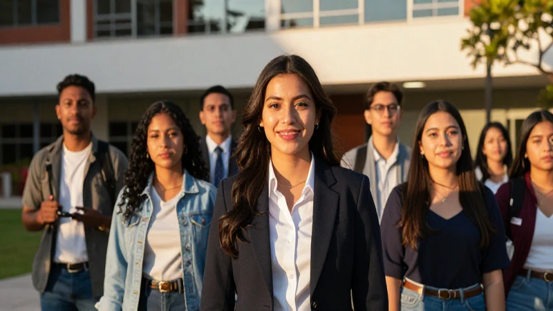 Estudiantes mexicanos exitosos en campus moderno