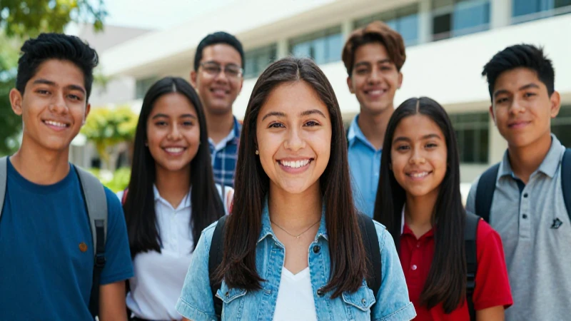 Estudiantes mexicanos sonríen en moderno campus
