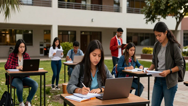 Estudiantes mexicanos estudiando en la universidad moderna
