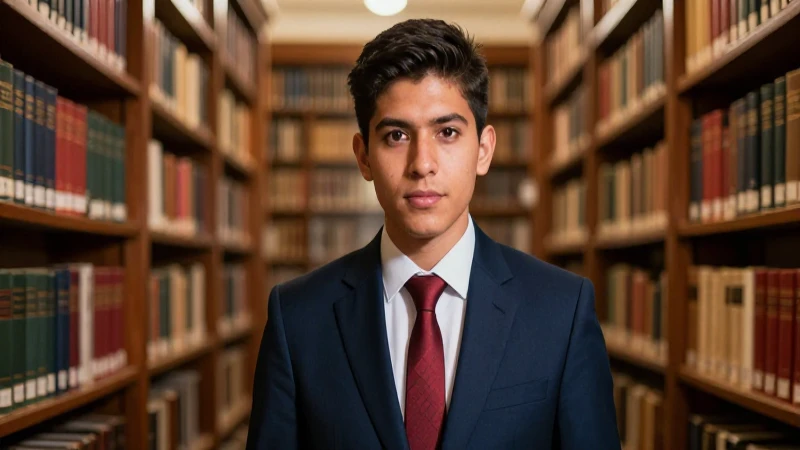 Estudiante mexicano en biblioteca, estética cinematográfica