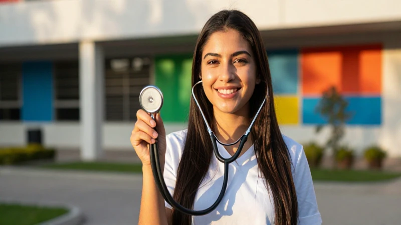 Joven médica mexicana sonríendo en academia