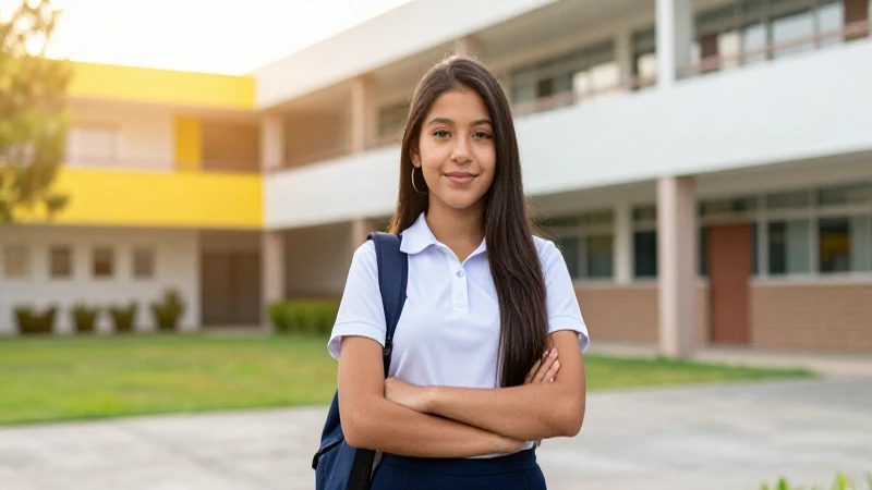 Joven mexicano moderno, confiado en campus escolar