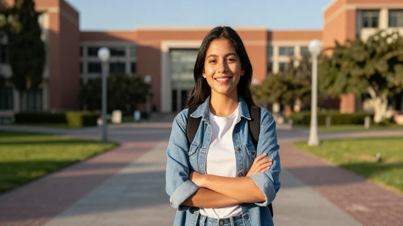 Estudiante mexicano exitoso en campus universitario