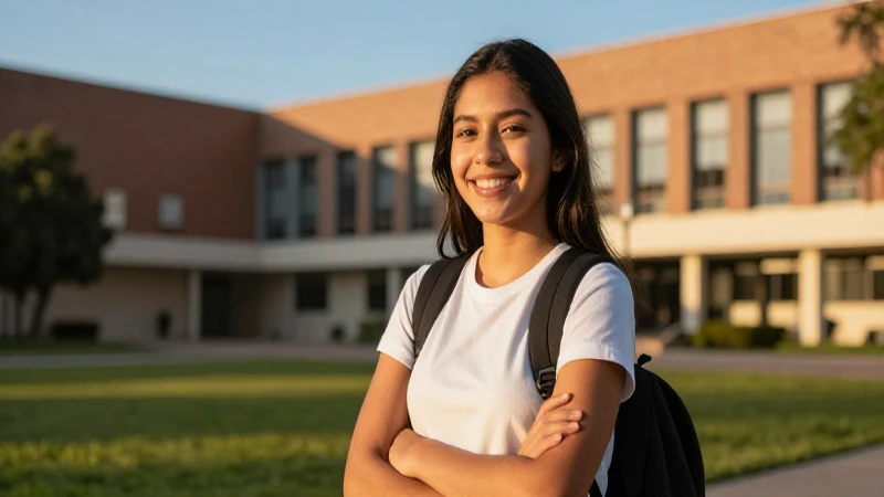 Joven estudiante mexicano sonriendo en la universidad