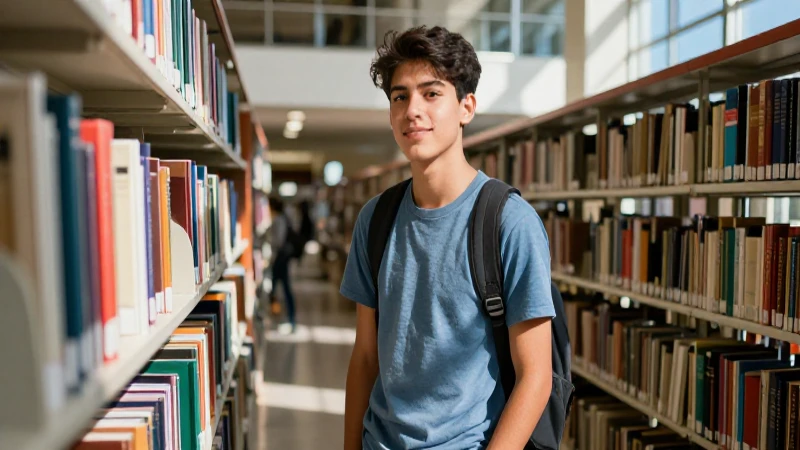 Estudiante universitario en luz cinematográfica