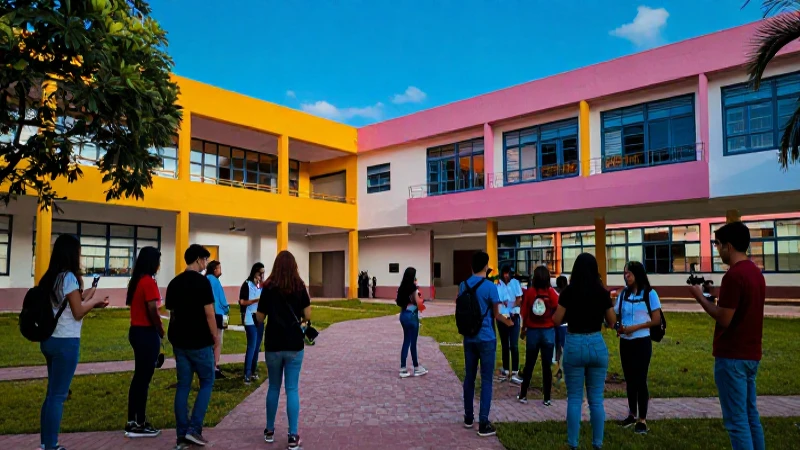 Requisitos universitarios en un campus vibrante