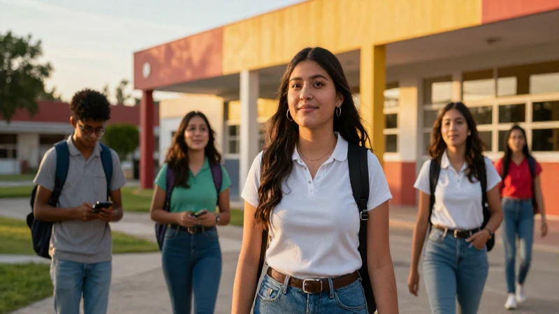 Estudiantes mexicanos en ambiente moderno, luz dorada