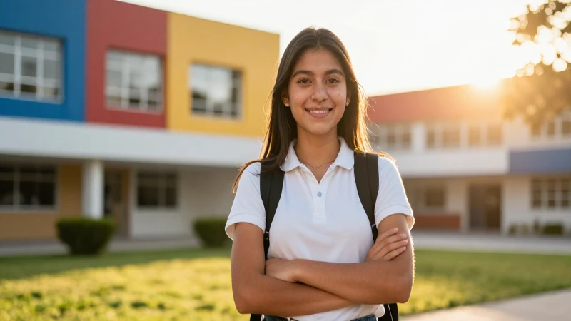 Joven estudiante mexicano bajo luz dorada