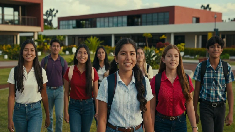 Estudiantes mexicanos en un vibrante campus agrícola