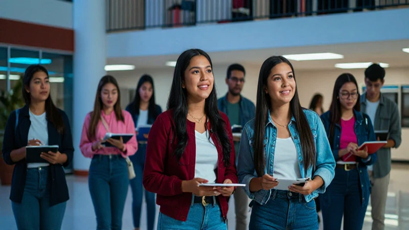 Estudiantes mexicanos en campus moderno e inspirador