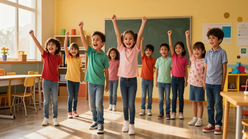 Niños mexicanos alegres en un aula vibrante