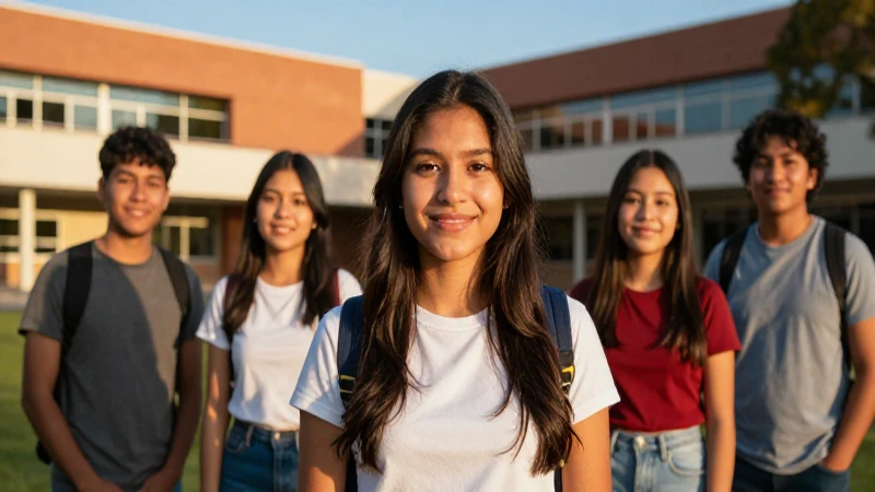 Retrato dinámico de estudiante mexicano en campus moderno