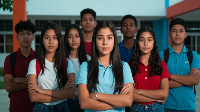 Jóvenes mexicanos vibrantes, campus moderno