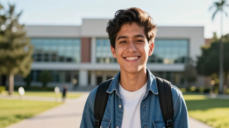 Joven estudiante mexicano en vibrante campus universitario