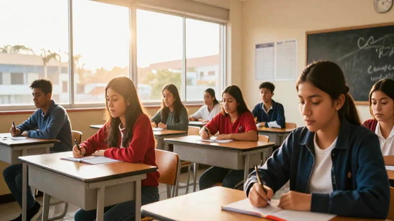Estudiantes mexicanos en luz dorada