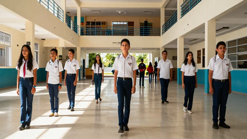 Jóvenes mexicanos en escuela con luz cinematográfica