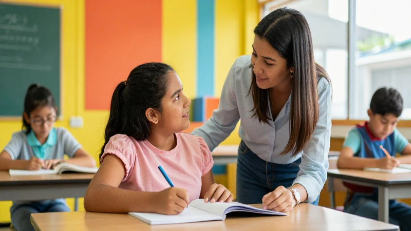 Estudiante mexicano con necesidades especiales aprende con su maestra