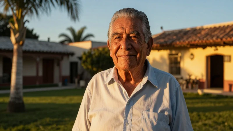 Hombre mexicano mayor sonriente en México
