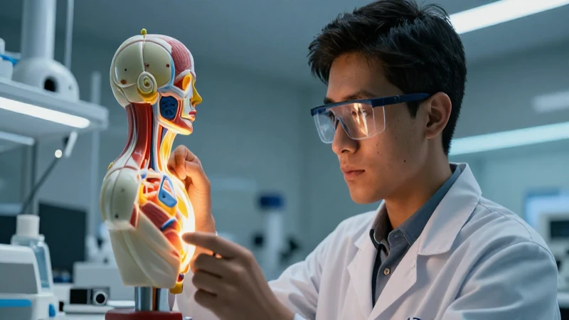 Investigador mexicano enfocado en modelo anatómico