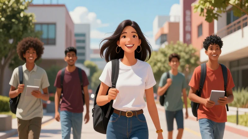 Estudiantes mexicanos vibrantes en campus moderno